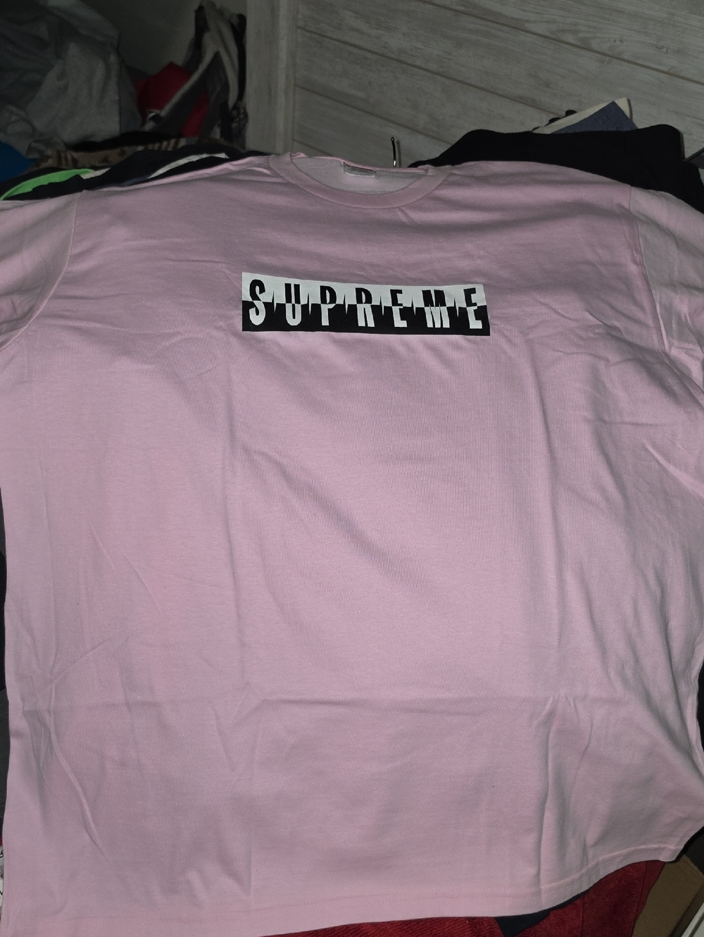 Supreme Pink Crewneck Tee with Red Box Logo